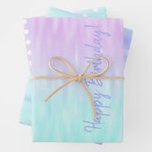 Cute Elegant Pink Violet Blue Pastel Ombre Inpakpapier Vel (In situ)