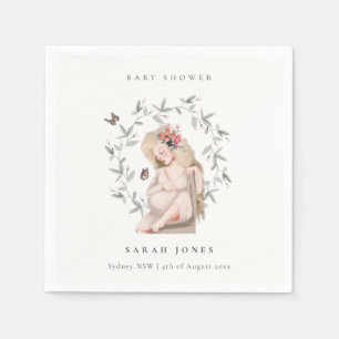 Cute Elegant Protant Women Foliage Baby shower Servet