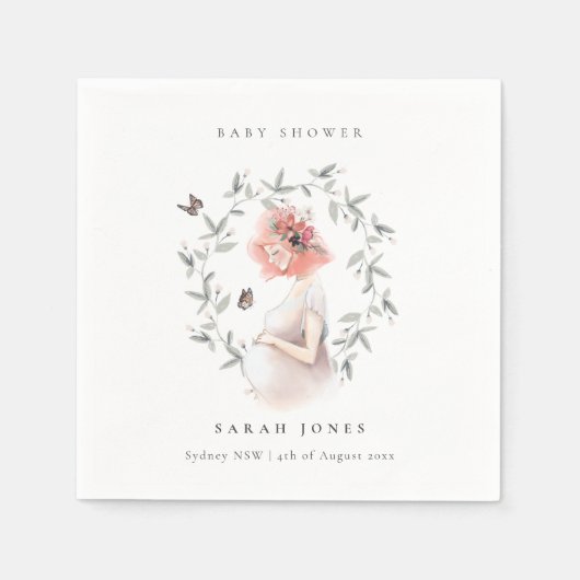 Cute Elegant Protant Women Foliage Baby shower Servet (Voorkant)