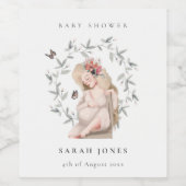 Cute Elegant Protant Women Foliage Baby shower Wijn Etiket (Enkel label)