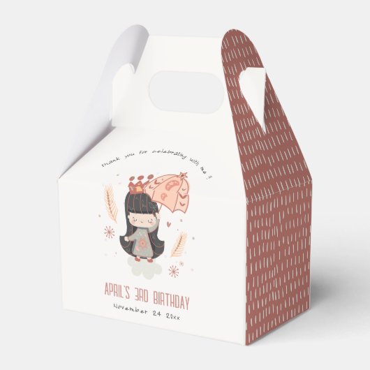 Cute Elegant Rust Boho Princess on Clouds Birthday Bedankdoosjes (Achterkant)