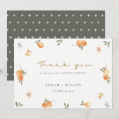 Cute Elegant Soft Oranje Green Floral Boho Wedding Bedankkaart (Voorkant / Achterkant)