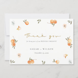 Cute Elegant Soft Oranje Green Floral Boho Wedding Bedankkaart