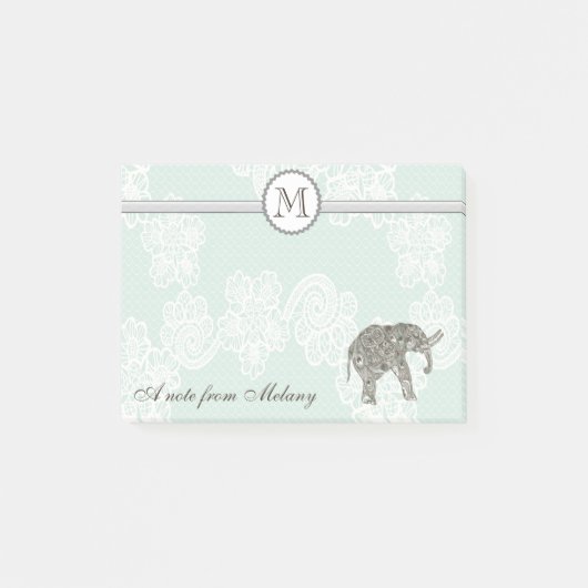 Cute elegant styling-elaathoudende monogram post-it® notes (Voorkant)