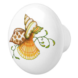 Cute Elegant Stylish Seashells Motif Pattern Keramische Knop