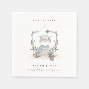 Cute Elegant Yellow Baby Hippo Foliage Baby shower Servet