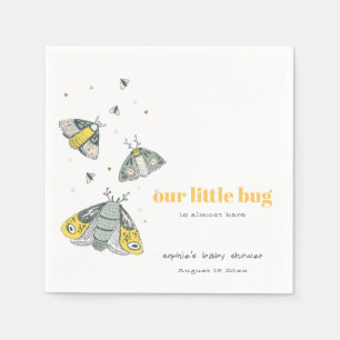 Cute Elegant Yellow Grey Little Bug Baby shower Servet