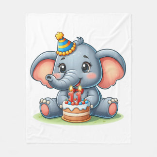 Cute Elephant 11th Birthday Fleece Deken