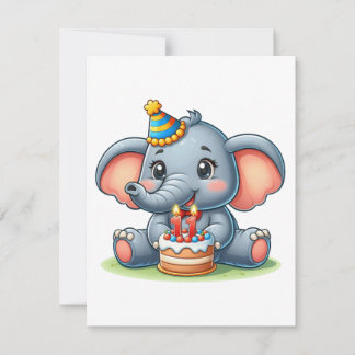 Cute Elephant 11th Birthday Kaart