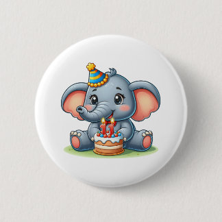 Cute Elephant 11th Birthday Ronde Button 5,7 Cm