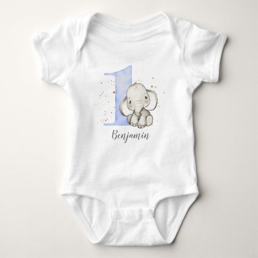 Cute Elephant 1st Birthday Baby Bodysuit (Voorkant)