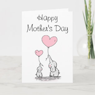 Cute Elephant and Baby Moederdag Card Kaart