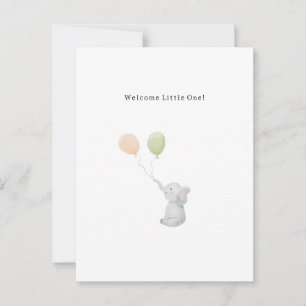 Cute Elephant And Balloons Welcome New Baby Card. Briefkaart