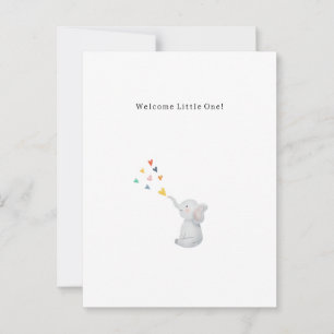 Cute Elephant And Hearts Welcome New Baby Card Briefkaart