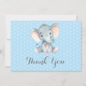 Cute Elephant Baby Boy Blue en Grey Bedankkaart (Voorkant)