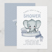 Cute Elephant Baby Boy Blue White Simple Simple Kaart (Voorkant / Achterkant)