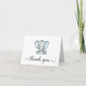 Cute Elephant Baby Boy Shower Bedankkaart (Voorkant)