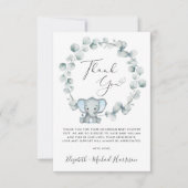 Cute Elephant Baby Boy Shower Bedankkaart (Voorkant)