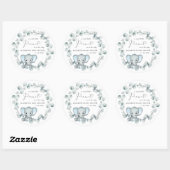 Cute Elephant Baby Boy Shower Ronde Sticker (Vel)