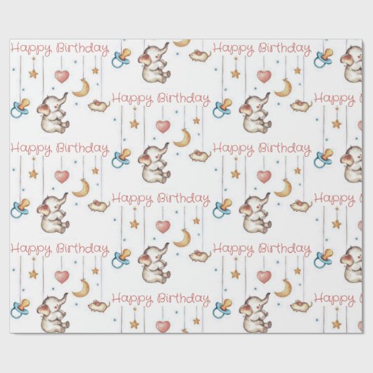 Cute Elephant baby Cadeaupapier (Vlak)