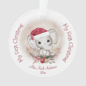 Cute Elephant Baby First KerstBoy Acryllic Ornament (voorkant)