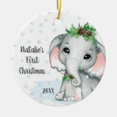 Cute Elephant Baby First KerstGirl Name Keramisch Ornament (Voorkant)