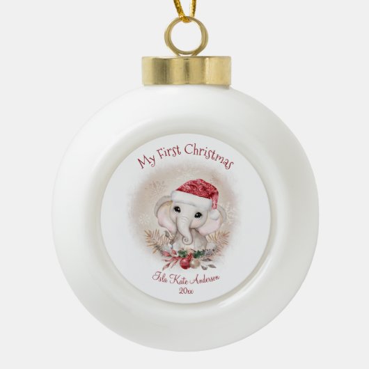 Cute Elephant Baby First KerstGirl Ornament (Voorkant)