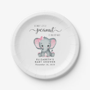 Cute Elephant Baby Girl Shower Papieren Bordje