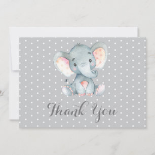 Cute Elephant Baby Grey Bedankkaart