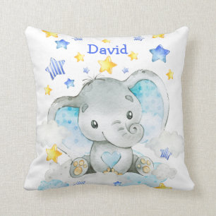 Cute Elephant Baby Name Nursery Kussen