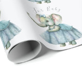 Cute Elephant Baby Script Baby Cadeaupapier (Rol Hoek)