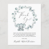 Cute Elephant Baby shower Bedankt (Voorkant)