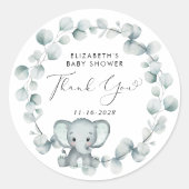 Cute Elephant Baby shower Bedankt Ronde Sticker (Voorkant)