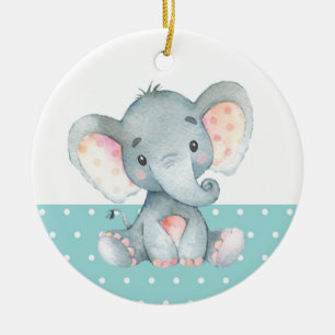 Cute Elephant Baby shower Blauwgroen Aqua Turquois Keramisch Ornament