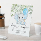 Cute Elephant Baby shower Boy Diaper Raffle Reclamebord Met Voetstuk (Insitu)