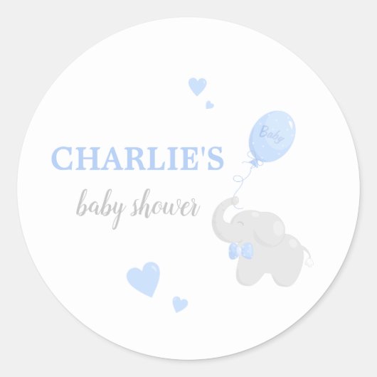 Cute Elephant Baby shower Boy Sticker (Voorkant)