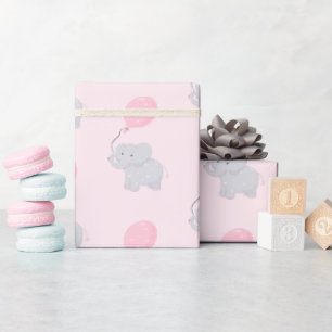 Cute Elephant Baby shower Girl Pink Cadeaupapier