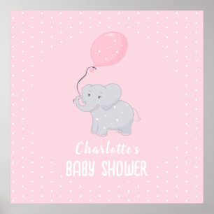 Cute Elephant Baby shower Girl Poster
