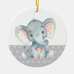 Cute Elephant Baby shower Grey Keramisch Ornament