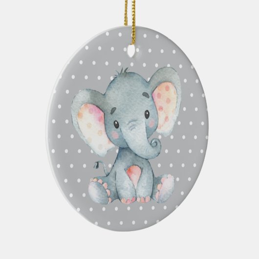 Cute Elephant Baby shower Grey Keramisch Ornament (Rechts)