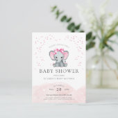 Cute Elephant Baby shower Invitation Briefkaart (Staand voorkant)