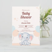 Cute Elephant Baby shower Invitation Kaart (Staand voorkant)