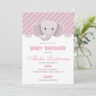 Cute Elephant Baby shower Invitation Kaart