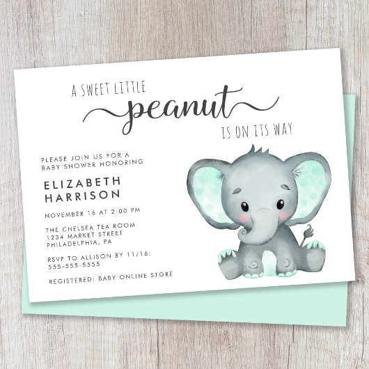 Cute Elephant Baby shower Kaart
