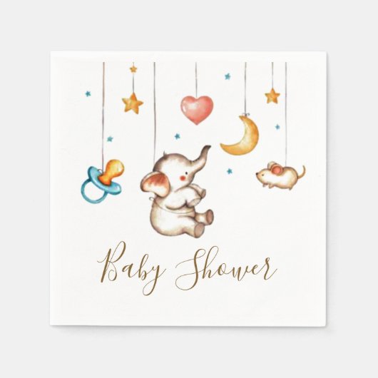 Cute Elephant baby shower Napkins Servet (Voorkant)