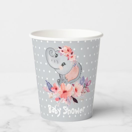 Cute Elephant Baby shower Papieren Bekers (Achterkant)