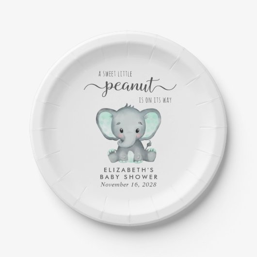 Cute Elephant Baby shower Papieren Bordje (Voorkant)