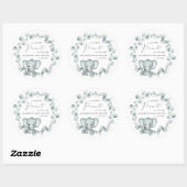 Cute Elephant Baby shower Ronde Sticker (Vel)