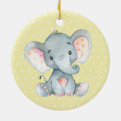 Cute Elephant Baby shower Yellow Keramisch Ornament (Achterkant)