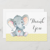 Cute Elephant Baby Yellow en Grey Bedankkaart (Voorkant / Achterkant)